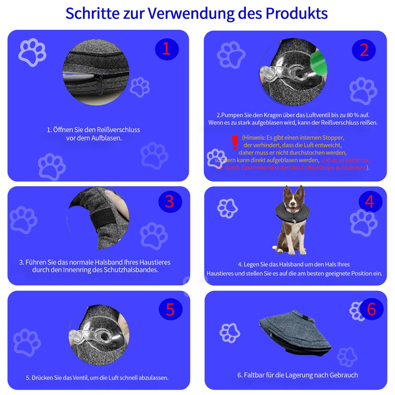 Lollanda Inflatable Neck Brace for Dogs with Adjustable Buckle, Protective Collar for Dogs, Soft, Protective Collar for Dogs, Leak Protection, for After Surgery Injuries Pets Cats Dogs（SS - PawsPlanet Australia