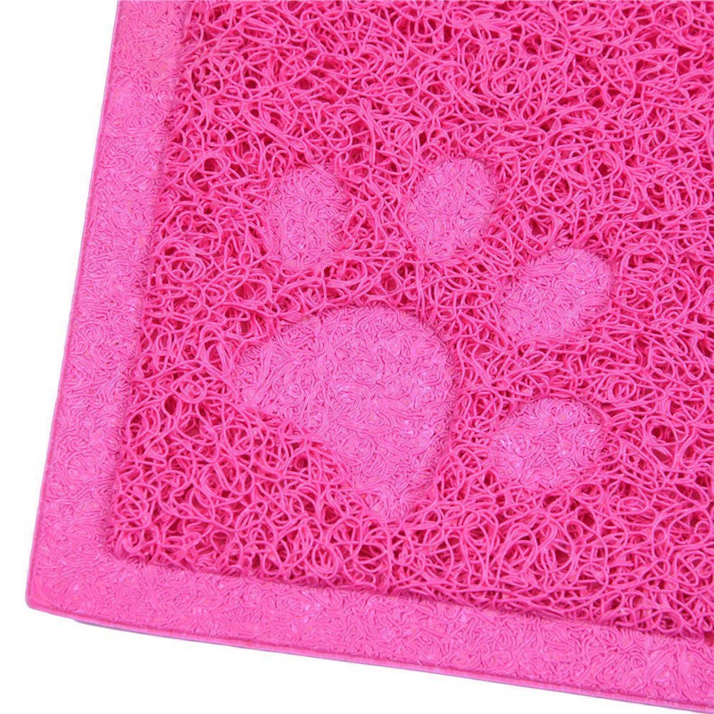 [Australia] - MUEQU Cat Litter Box Mat Pet Food Bowl Mat Cat Litter Trap Mat, PVC, 30 x 40 cm Rose 