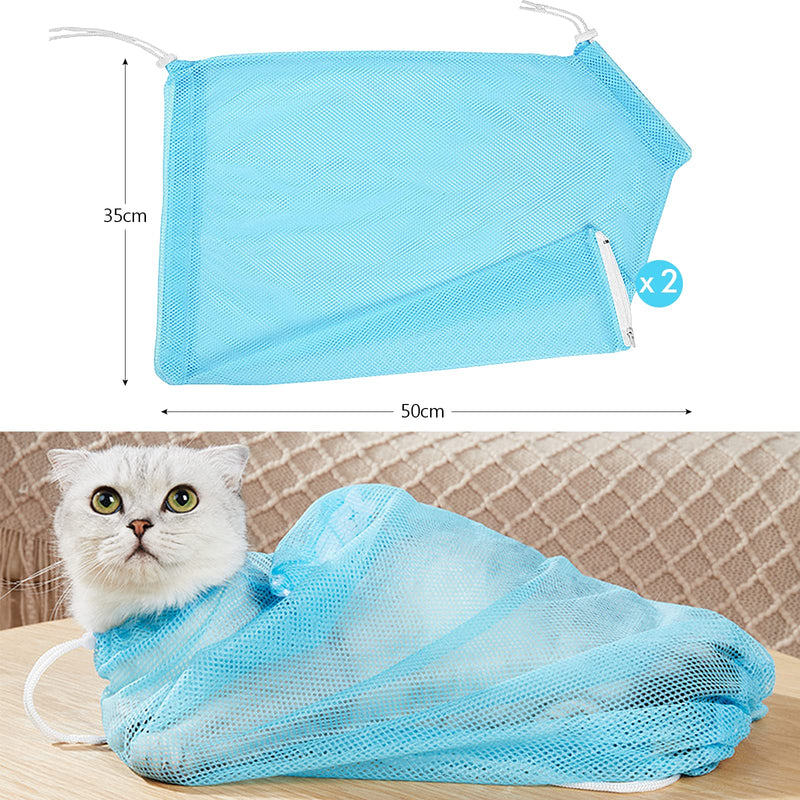ETELIAR 2 pieces cat bathing bag, cat care bag, adjustable cat washing bag, multifunctional cat restraint bag, prevent scratching, biting for bathing, nail trimming - PawsPlanet Australia
