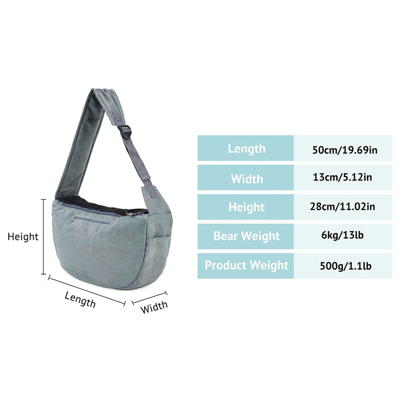 HAPPY HACHI Dog Sling Carrier Pet Puppy Bag Hands Free Kitty Rabbit Small Animals Shoulder Carry Handbag Front Pack with Adjustable Strap (Grey) Grey - PawsPlanet Australia