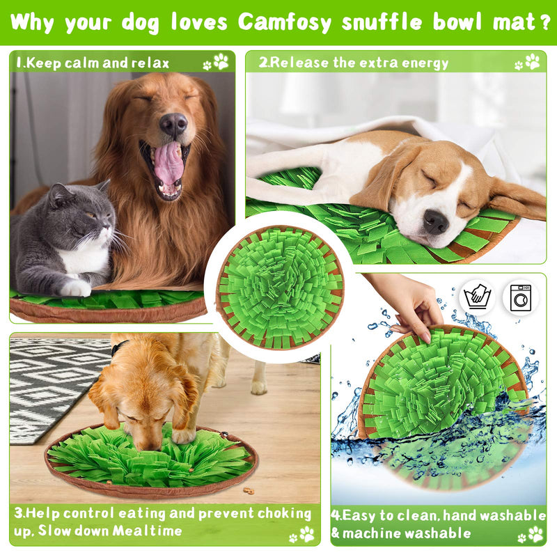 Camfosy Snuffle Mat for Dog Pet Dog Feeding Mat Upgraded Durable Interactive Dog Toys Puppies Nosework Sniffing Bowl Encourages Natural Foraging Skills for pet Fun Game Training Pad Green Normal - PawsPlanet Australia