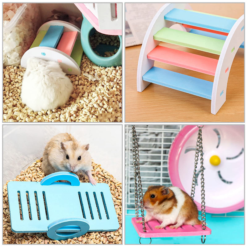 YHSKJCD 5 pieces hamster toys, DIY hamster accessories set, rocker swing house, rainbow bridge, hamster exercise toy for hamsters, rats, gerbils, small animals - PawsPlanet Australia