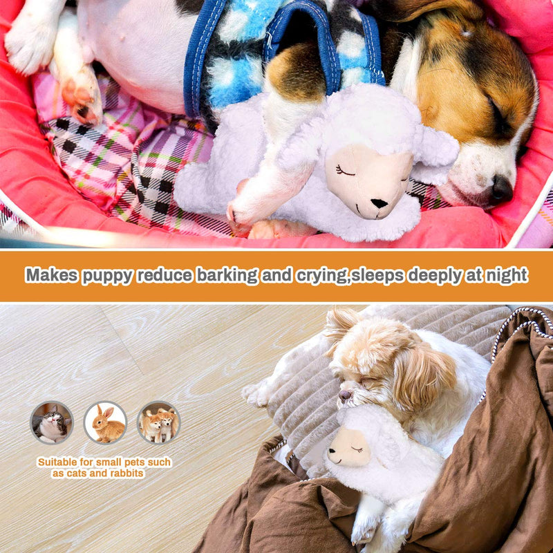 E-More Puppy Toy with Heartbeat, Puppies Separation Anxiety Dog Toy Soft Plush Sleeping Buddy Behavioral Aid Toy Puppy Heart Beat Toy for Puppies Dog Pet, Sheep Shape - PawsPlanet Australia