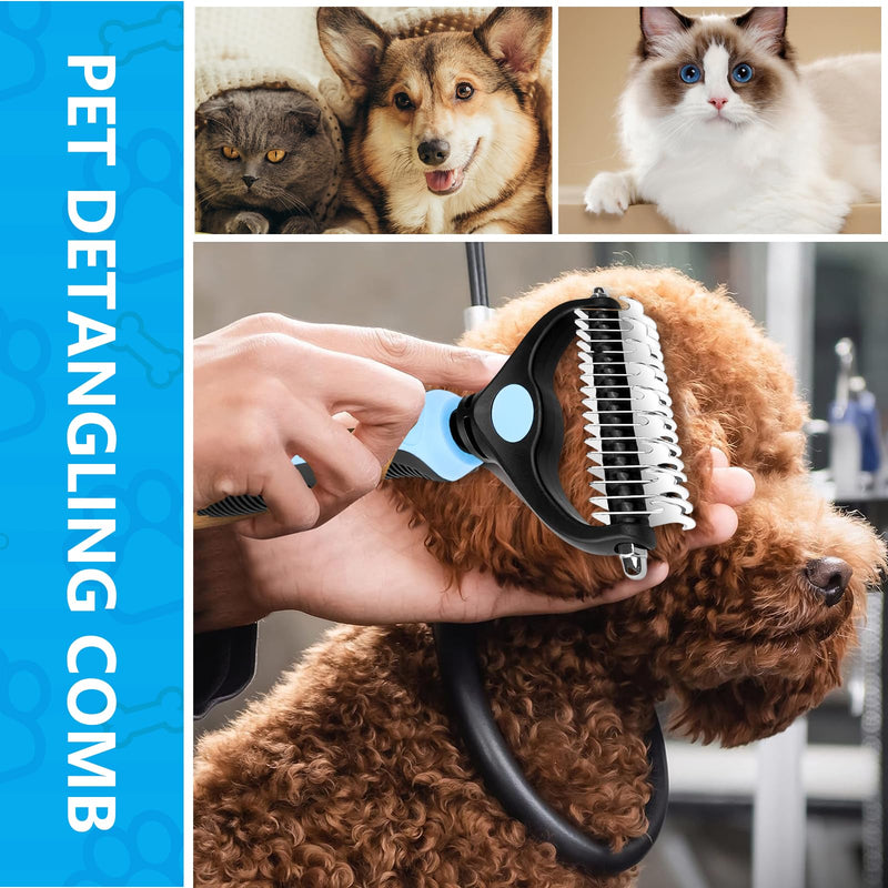 Lithyc Pet Brush - Skin-Friendly Dog Brush Long Hair - Dog Brush Undercoat Applicable to Short, Medium and Long Haired Cats and Dogs (Blue) - PawsPlanet Australia