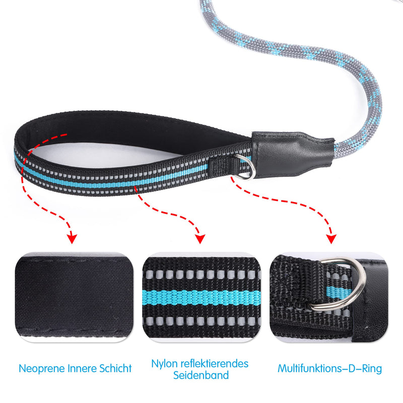Lollanda Short Dog Lead for Medium Large Dogs, Nylon Dog Lead, 80 cm Training Lead, Dog Lead with Padded Handle, Short Lead Dog Rope, Reflective Dog Lead (Blue) Blue - PawsPlanet Australia