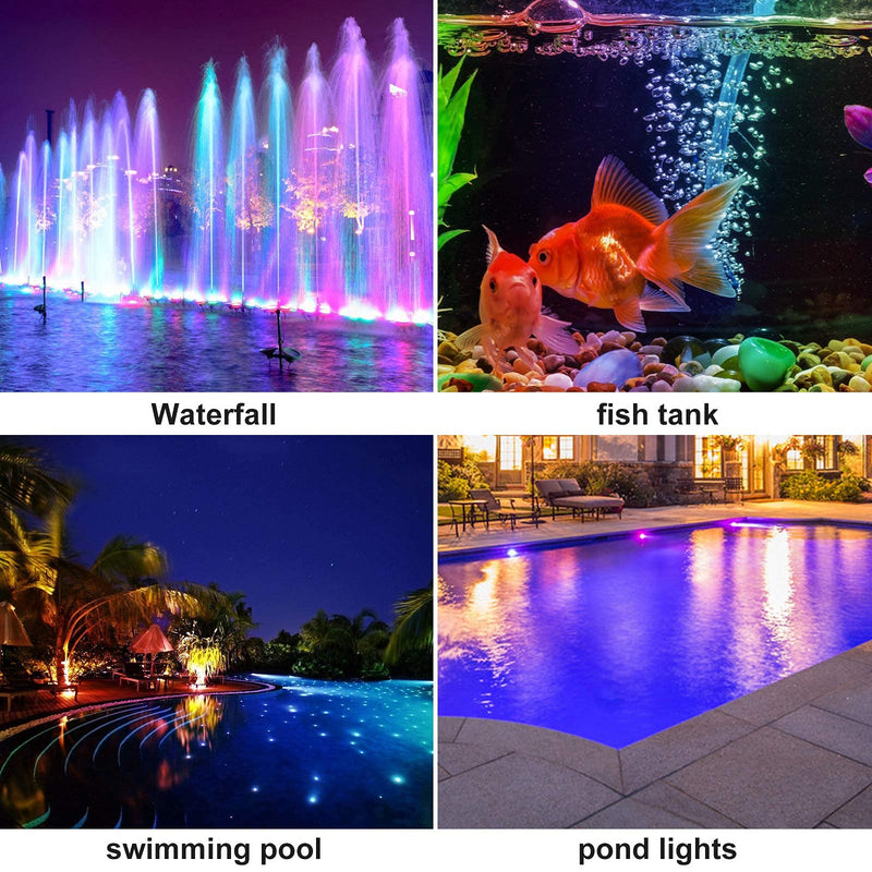 Solar Powered Pond Lights, Waterproof IP68 Submersible Lights with LED Color Changing Spot Light for Aquarium Tank Garden Pool Fountain Waterfall (Set of 2 Lights) Set of 2 Lights - PawsPlanet Australia