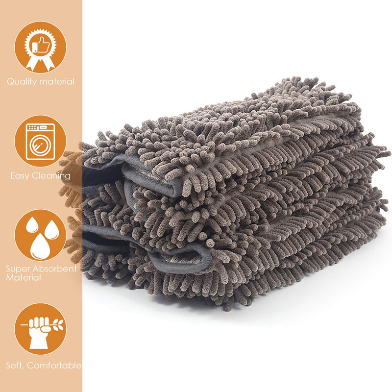 HelloCreate Dog Towel Super Absorbent Quick-Dry Chenille Fabric Pet Bath Towel with Hand Pockets 13.8x29.5 - PawsPlanet Australia