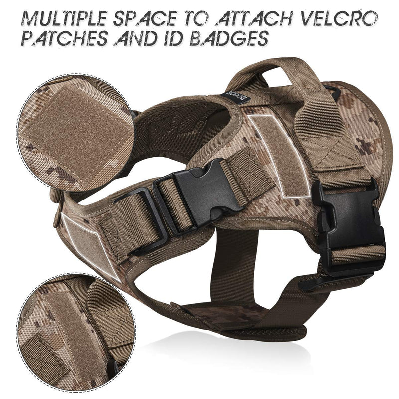 Tactical Dog Harness No Pull with Handle Military Working Dog Harness with Buckles Leash Clips Escape-Proof Adjustable Dog Training Harness for Outdoor Hiking Hunting M Desert - PawsPlanet Australia