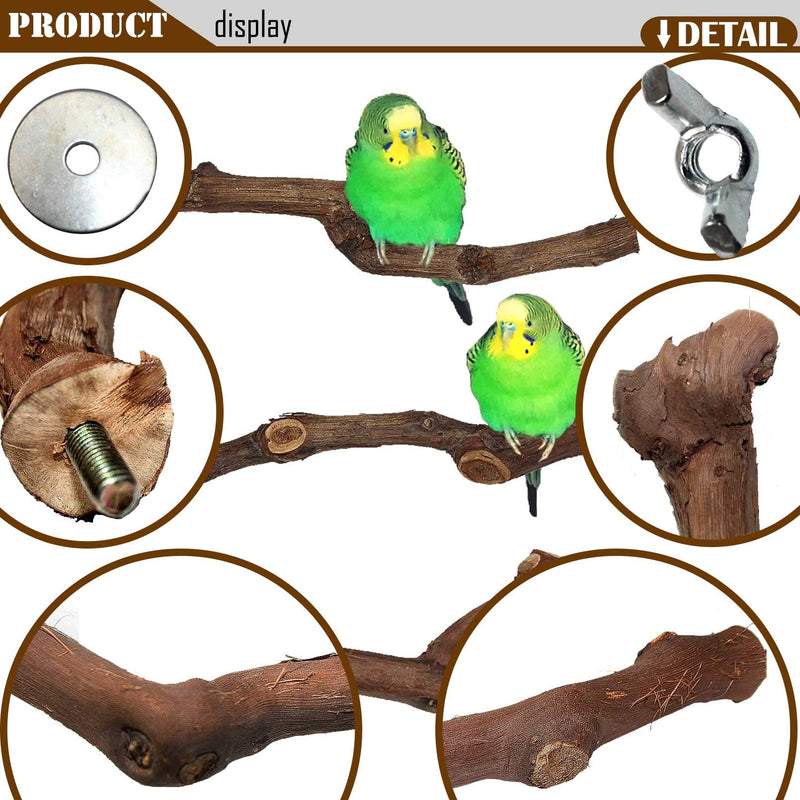 PINVNBY Natural Wood Parrot Stand Perch Bird Stand Wild Grape Stick Grinding Paw Climbing Branches Toy Cage Accessories for Parakeet,Lovebirds,Budgies,Cockatiels and Finches(4 Pcs) - PawsPlanet Australia