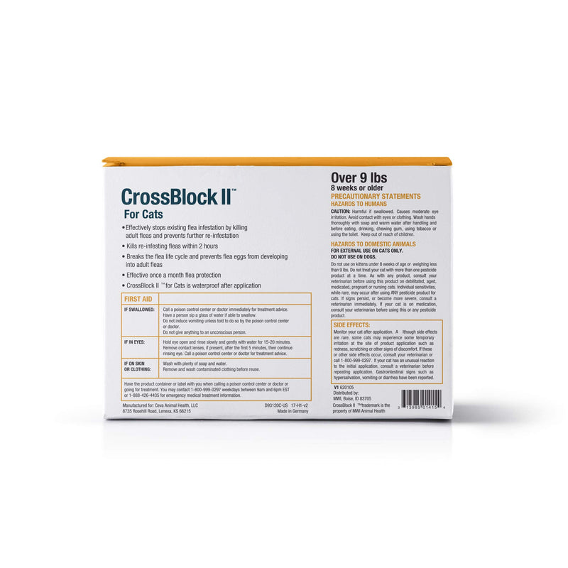 VetOne: CrossBlock II Kills & Prevents Fleas on Cats & Kittens Over 9 Lbs. 3 Applications. - PawsPlanet Australia