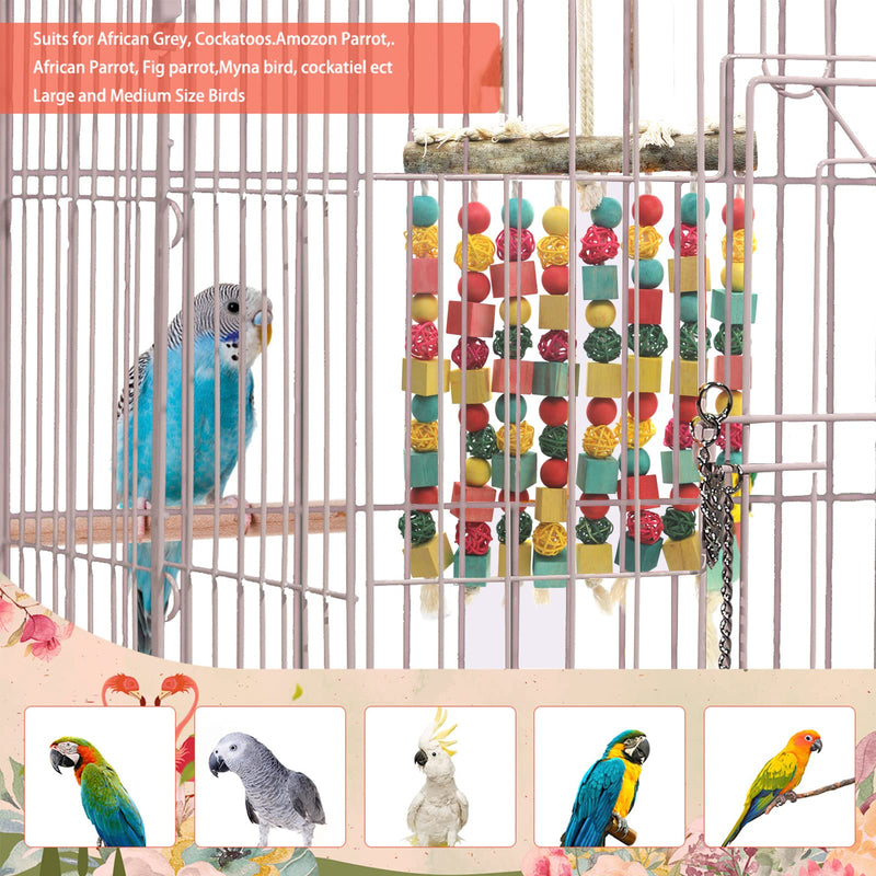 MQUPIN Large Bird Parrot Toy,Bird Chewing Toy Natural Wooden Wooden Blocks Takraw Parrot Cage Bite Toy Suits for Large Medium Birds Macaws African Grey Cockatoos Amazon Parrots - PawsPlanet Australia