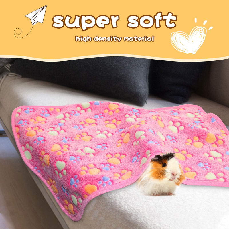 BWOGUE Guinea Pig Blanket, 3 Pack Small Animal Soft Warm Pet Fleece Blankets Sleep Mat Pad Cover Flannel Throw for Hamster Guinea Pig Rabbit Dog Cat Chinchilla Hedgehog 3pack Foot Print 23''*16'' (3Pack) - PawsPlanet Australia