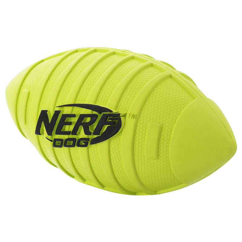 Nerf Dog Squeak Rubber Football Dog Toy Green Single - PawsPlanet Australia