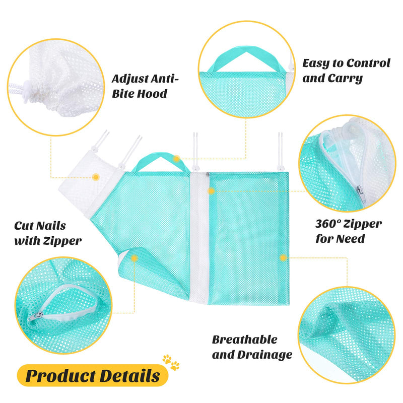 3 Pieces Cat Bathing Grooming Shower Bag Net Puppy Bag Anti-bite Anti-Scratch Adjustable Cat Washing Bag Green Pet Grooming Gloves Cat Nail Clippers Claw Trimmer for Cats Dogs Cleaning Nail Trimming - PawsPlanet Australia