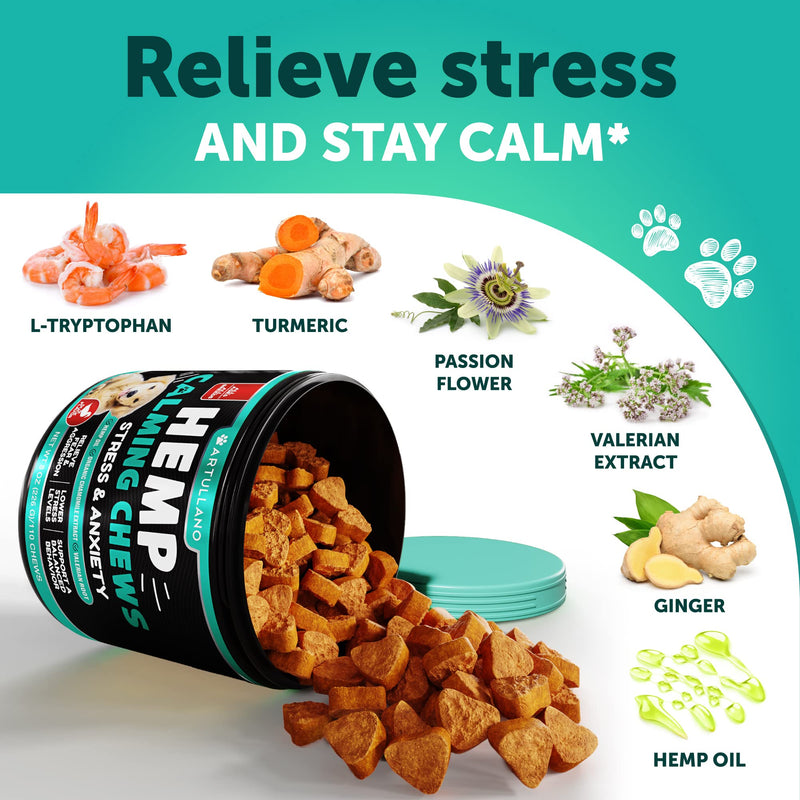 No Poo Treats + Hemp Calming Chews for Dogs Bundle - Coprophagia Treatment for Dogs - Stop Eating Poop for Dogs - Dog Anxiety Relief for Stress, Storms, Separation - Dog Calming Treats - Made in USA - PawsPlanet Australia