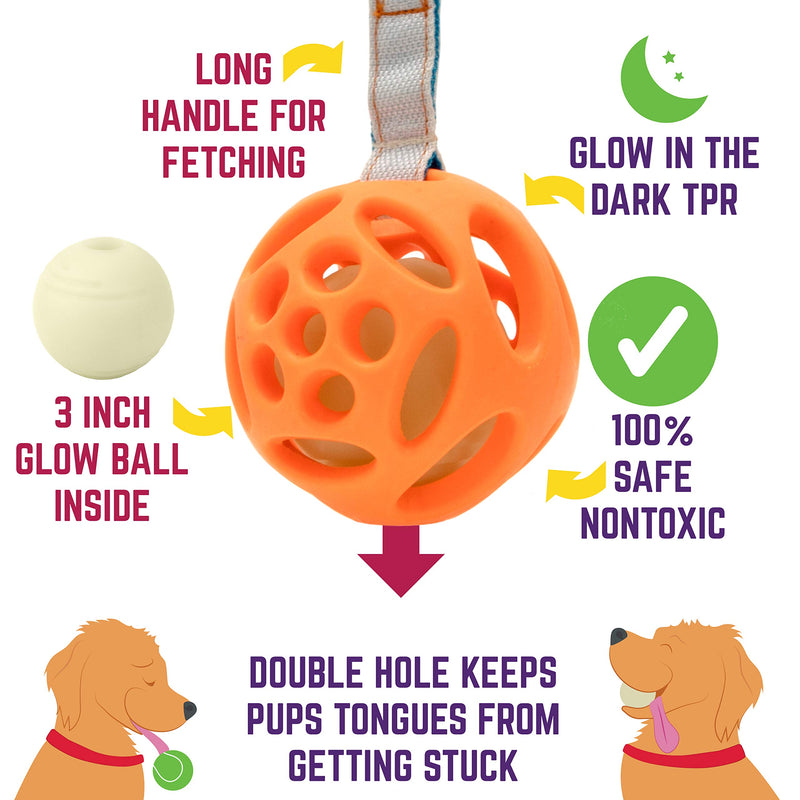 [Australia] - Chew King Fetch Balls Durable Natural Floating Dog Toy, Float and Glow Flyer, Squeaker Ball Dog Toy Flyer - 3.25" 