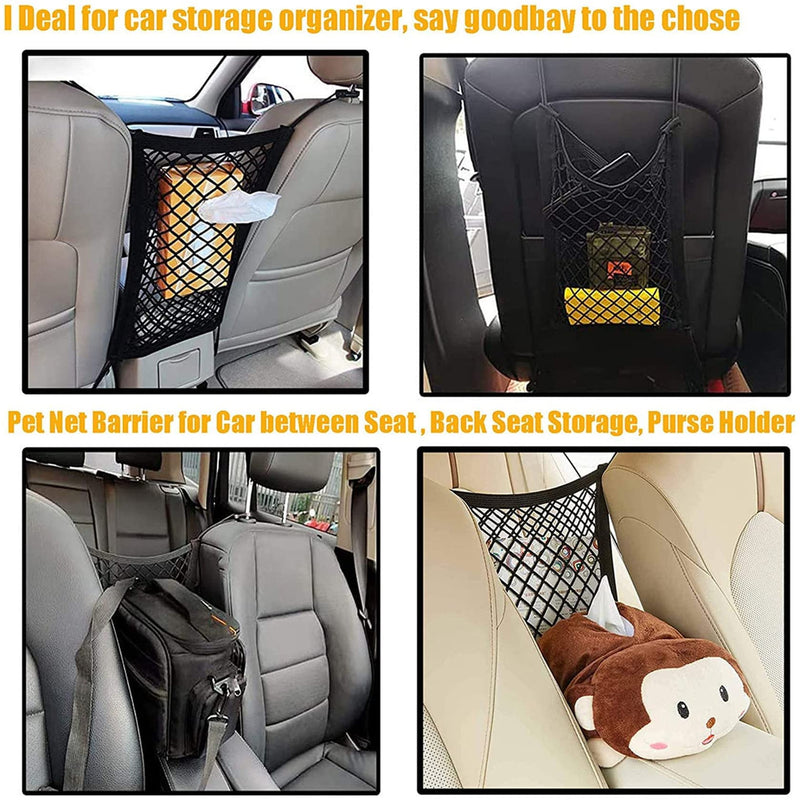 DYKESON Dog Car Net Barrier Pet Barrier with Auto Safety Mesh Organizer Baby Stretchable Storage Bag Universal for Cars, SUVs -Easy Install, Car Divider for Driving Safely with Children & Pets - PawsPlanet Australia