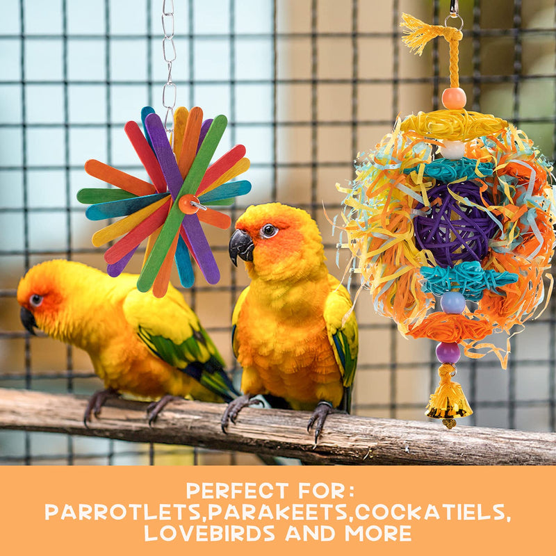 RLRICH 5PACK Bird Colorful Chewing Toys Parrot Foraging Shredder Toys Shred Hanging Foraging Toys,Comfy Perch Parrot Toys for Rope Bungee Bird Toy - PawsPlanet Australia