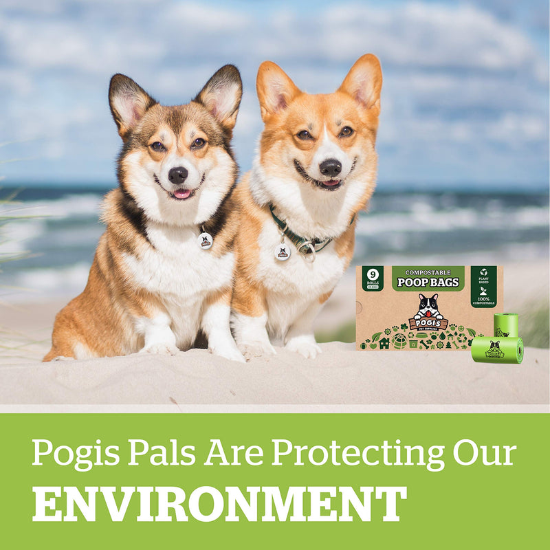 Pogi's Compostable Poop Bags - 9 Rolls (135 Bags) - Leak-Proof, Extra-Large, Plant-based, ASTM D6400 Certified Home Compostable & Biodegradable Waste Bags for Dogs 9 Rolls (135 Bags) - PawsPlanet Australia