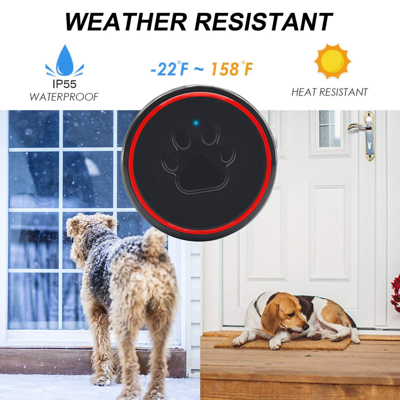ChunHee Dog Doorbell for Potty Training Wireless Training Door Bells for Doggies, 3 Waterproof Touch Buttons, Dog Doorbells for More Puppies 1 Receiver+2 Buttons - PawsPlanet Australia