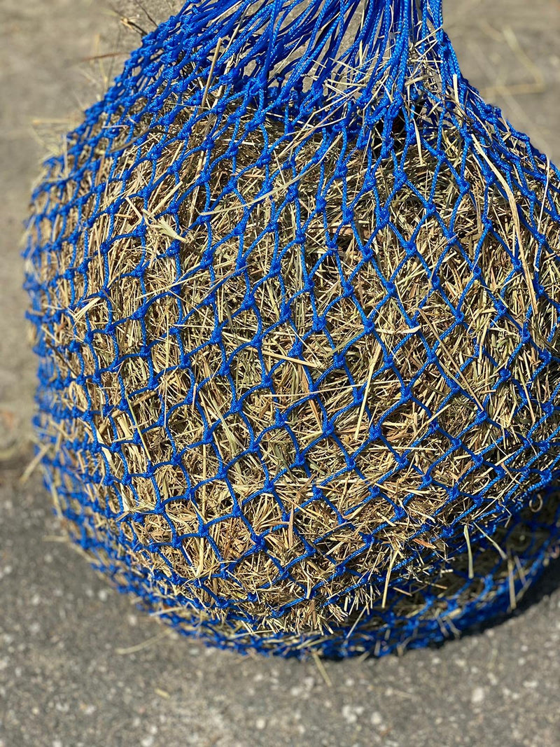 Equipride LARGE SLOW FEED HAY NET GREEDY FEEDER WITH 3 CM OPENING EXTRA SMALL HOLES BLUE - PawsPlanet Australia