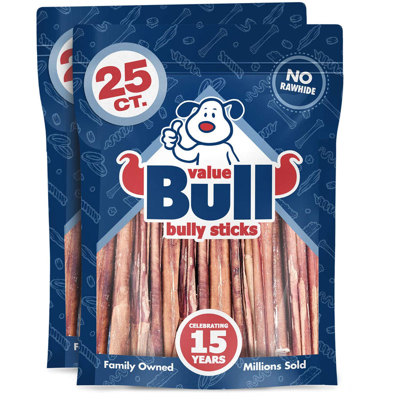 [Australia] - ValueBull Premium Bully Sticks, Thin 6 Inch, 50 Count - All Natural Dog Treats, Angus Beef Pizzles, Rawhide Alternative 