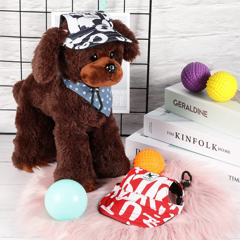 4 Pieces Baseball Dog Hat Summer Pet Cap Dogs Sport Hat Visor Cap with Ear Holes Adjustable Dog Outdoor Sport Sun Protection Baseball Cap for Puppy Small Dogs and Kitty - PawsPlanet Australia