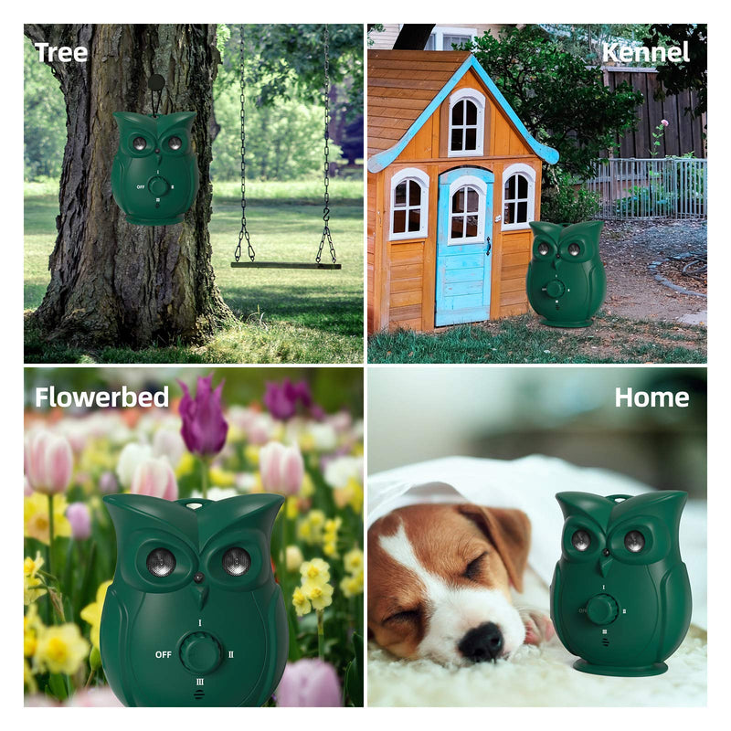 Bestdoggo Anti Barking Dog Barking Deterrent Indoor&Outdoor Ultrasonic Barking Control Device,Stop Barking Dog Device,Bark Control Up to 35FT Dog No Barking,Owl-Shaped Design. Green - PawsPlanet Australia