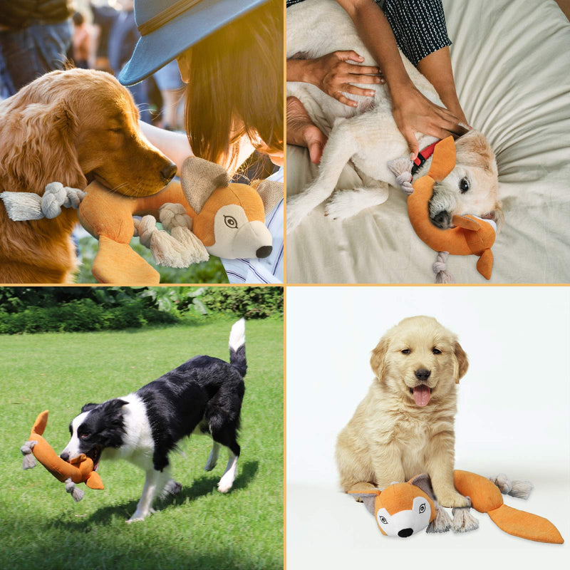 HAPPY HACHI Squeaky Dog Toy, Dog Plush Chew Fox Toy, Interactive Pet Toys Durable Cotton Training Toy, Cute Puppy Teething Chew Toys Gift for Boredom Dog Fox Shape - PawsPlanet Australia