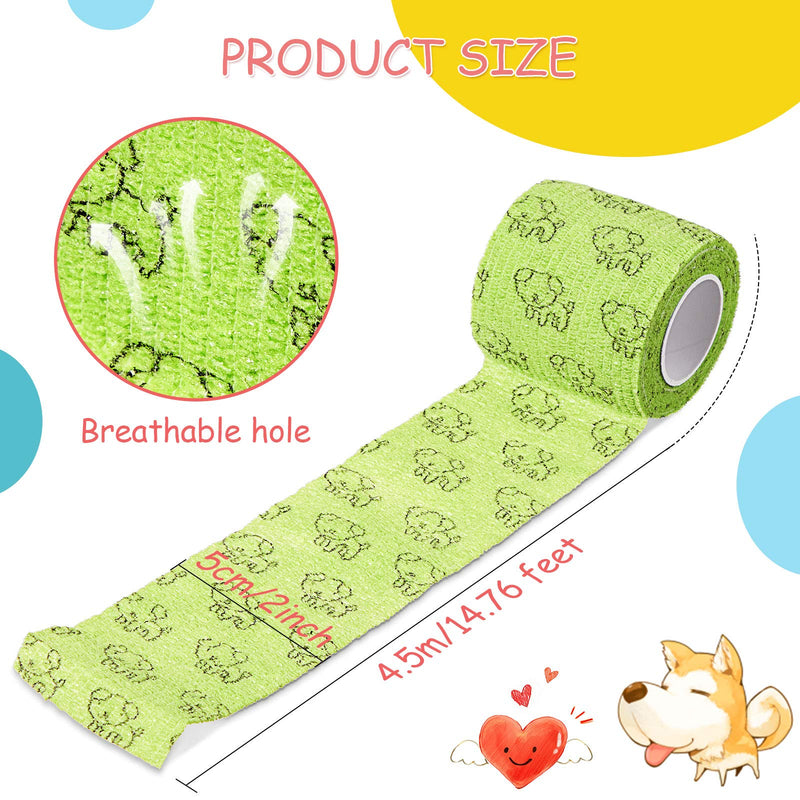 Nuanchu 9 Pieces Vet Wrap Self Adhesive Pet Tape Non-Woven Wrap Bandage Cohesive Bandage for Dogs, Cats, Horse and Other Animals and Person Wrist Ankle Spraining and Swelling, 2 Inch - PawsPlanet Australia