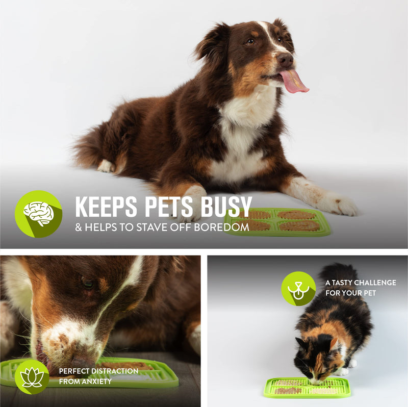 Hyper Pet IQ Treat Mat | Made in USA | Dog Lick Mat & Fun Alternative to Slow Feeder Dog Bowls, Snuffle Mat for Dogs, and Dog Puzzle Toys | Calming Mat for Dog Anxiety Relief | Just Add Healthy Treats S/M Green - PawsPlanet Australia