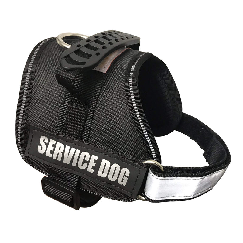 ALBCORP Service Dog Vest Harness - Reflective - Woven Polyester & Nylon, Comfy Mesh Padding, XXS, Black XXS 15''- 18'' Girth - PawsPlanet Australia