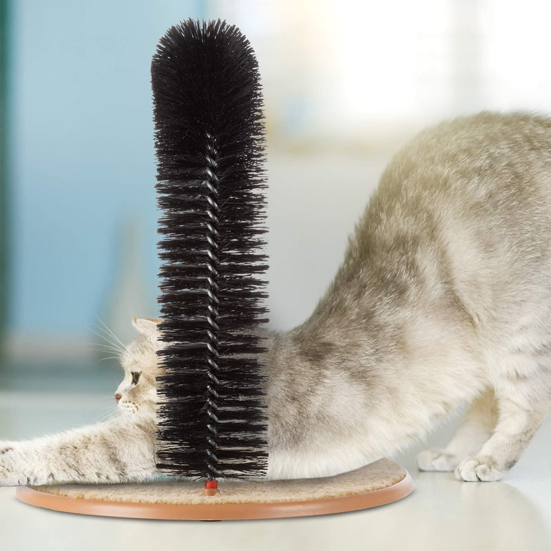 PETMAKER Self Grooming Cat Arch- Bristle Ring Brush and Carpet Base Groomer, Massager, Scratcher for Controlling Shedding, Healthy Fur and Claws - PawsPlanet Australia