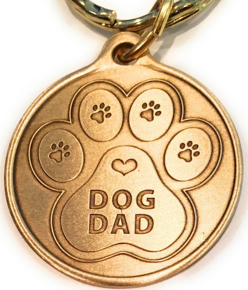 [Australia] - Dog Dad - A True Friend Leaves Paw Prints On Your Heart Keychain Paw Print Bronze 