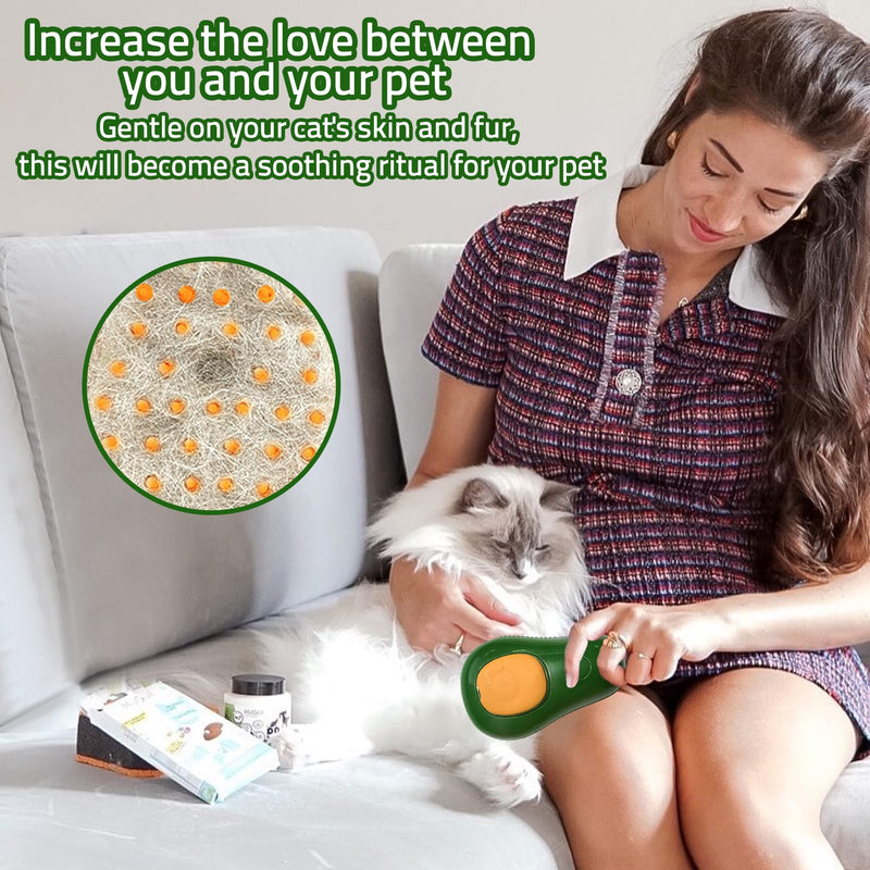 Mity rain Steamy Cat Brush - 3 In1 Cat Steam Brush, Cat Brush With Steam, Cat Hair Brush With Water For Dogs/Cats to Grooming,Clean and Shedding (Green) Green - PawsPlanet Australia