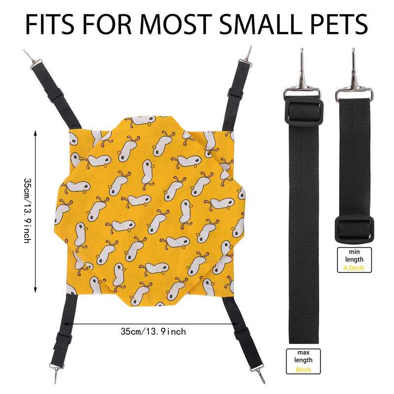Pet Hanging Hammock Bunkbed Swinging Bed Napping Bed Pocket Double Layer for Small Animal Chinchilla Parrot Guinea Pig Sugar Glider Ferret Squirrel Hamster Rat Sleeping A-Yellow - PawsPlanet Australia