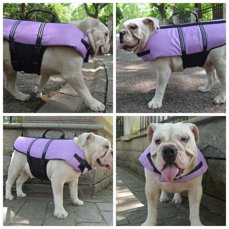 [Australia] - Lovelonglong Pet Clothing Dog Lifejacket Life Jackets for Large Medium Small Dogs Swimming Safe Boating Coat Dog Swim Protect Outwear L (Rec.15-20 Pounds) Purple 