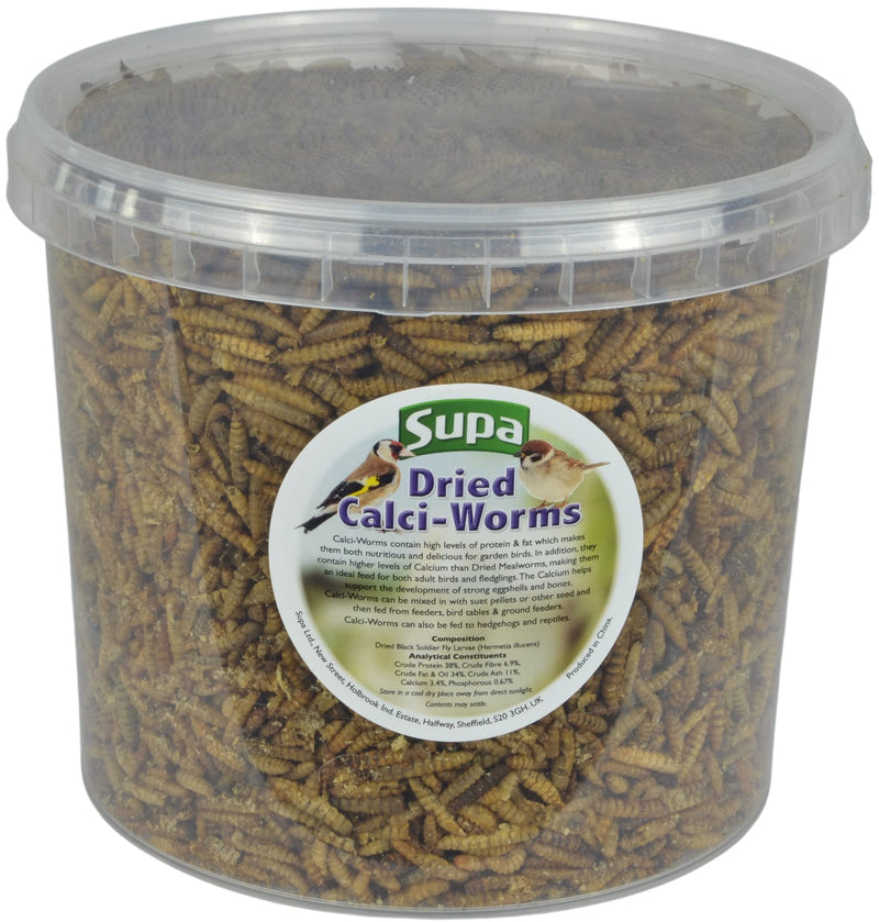 Supa Dried Calci Worms for Wild Birds, 3 Litre Bucket, High Energy Protein Rich Treat For Garden Birds, Attract More Birds To Your Garden, Quality Wild Bird Food. - PawsPlanet Australia