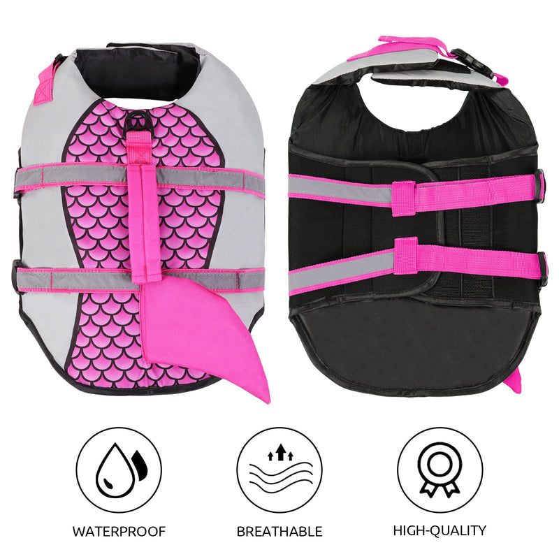 ASENKU Dog Life Jackets, Ripstop Pet Floatation Life Vest for Small, Medium, Large Size Dogs, Dog Lifesaver Preserver Swimsuit for Water Safety at The Pool, Beach, Swimming, Boating (XL,Pink Shark) X-Large Camo Pink - PawsPlanet Australia