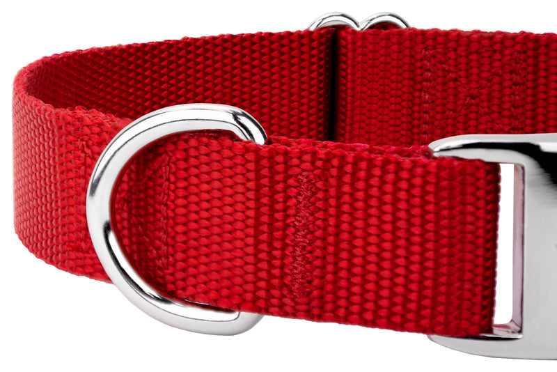 [Australia] - Country Brook Petz - Premium Nylon Dog Collar with Metal Buckle - Vibrant 25 Color Selection Large, 1 Inch Wide Red 