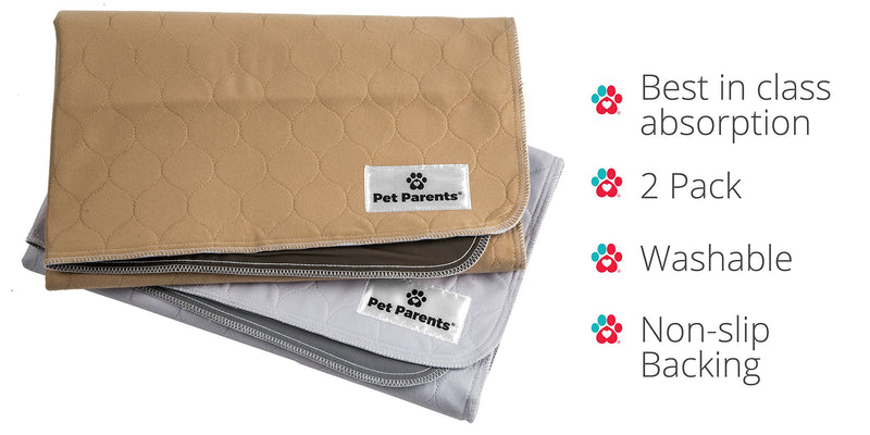 [Australia] - Pet Parents Pawtect Pads Washable Dog Pee Pads (2pack) of Premium Pee Pads for Dogs, Waterproof Whelping Pads, Reusable Dog Training Pads, Travel Pet Pee Pads! Modern Puppy Pads! 34x36 (2pack) Natural 