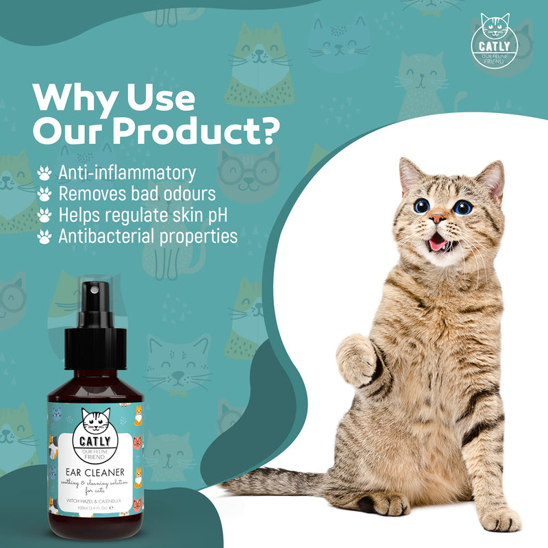 Ear cleaner for cats CATLY | Organic spray from Witch Hazel 100ml | Alternative to dry shampoo - PawsPlanet Australia
