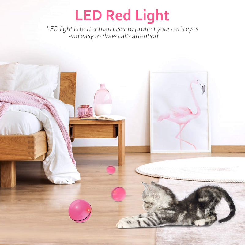 [Australia] - Domgoopet Interactive Cat Toys Ball, Self Rotating Cat Toy, Newest Version USB Rechargeable Pet Toy,Buit-in Spinning LED Light, Stimulate Hunting Instinct for Your Cat/Kitty/Kitten/Pets Pink 