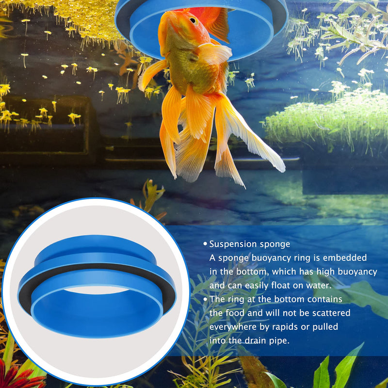 Fischuel Aquarium Feeding Ring Floating Rings Food Feeder Feeding Trough with Suction Cup for Fish Feeder，Round Shape Round Shape-Blue - PawsPlanet Australia