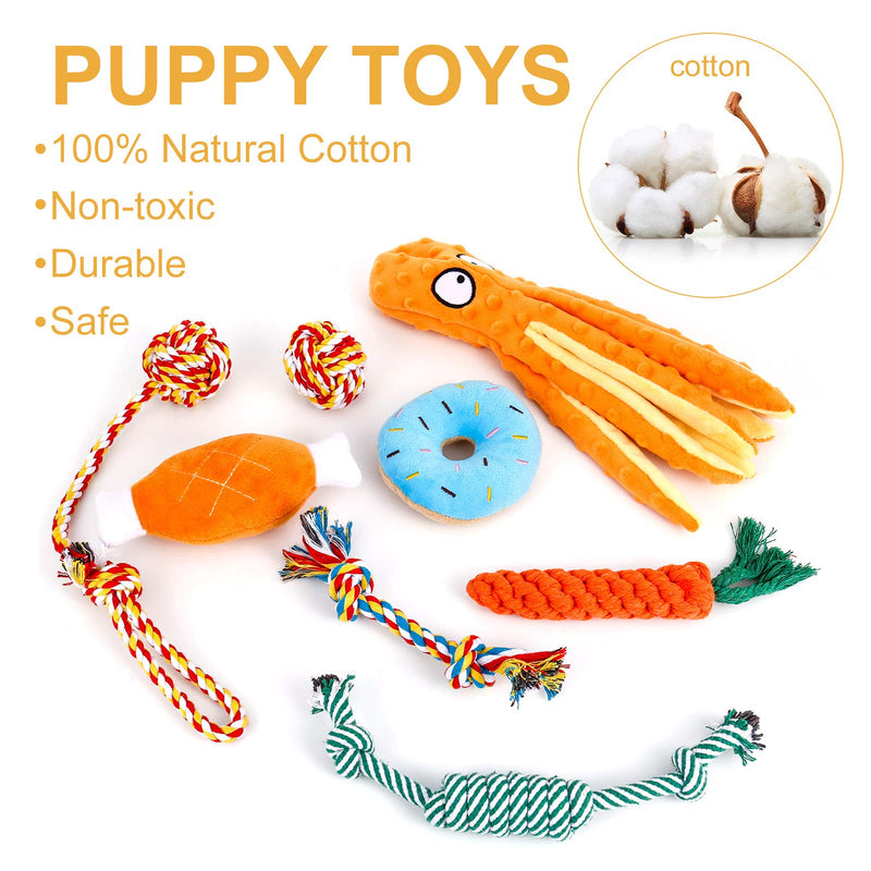 Heyu-Lotus 8 Pack Puppy Chew Toys Small Dog Teething Training Toys No Stuffing Squeaky Octopus Toys Cotton Rope Puppy Toys Soft Plush Dog Toy for Small Dogs - PawsPlanet Australia