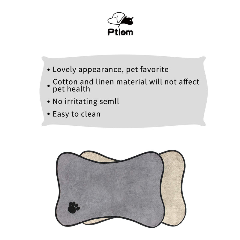 Ptlom Dog and Cat Medium and Small Placemat, Pet Food and Water Mat Suitable for Medium and Small Pets, Prevent Water and Food from Spilling, Cotton Grey - PawsPlanet Australia