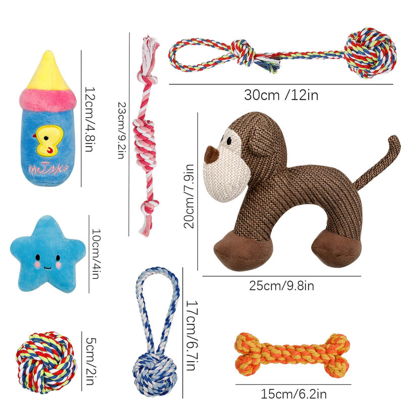 Heyu-Lotus 8 Pack Puppy Toys Small Dogs Chew Toys Puppy Teething Training Toys Squeaky Small Dog Toys Cotton Rope Puppy Toys for Small Dogs from 8 weeks - PawsPlanet Australia