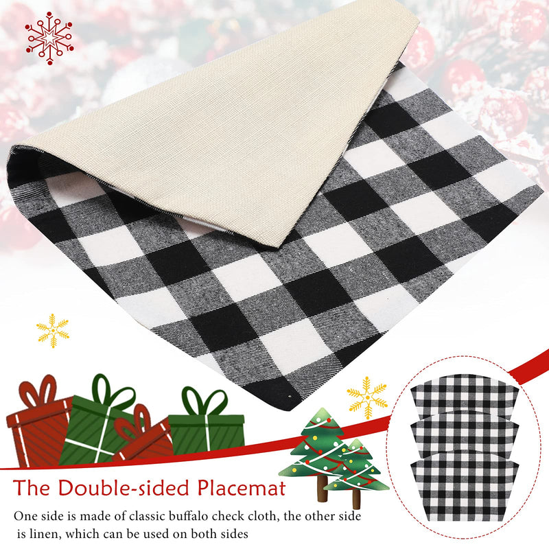 Set of 6 Round Table Placemats Buffalo Plaid Placemats Christmas Wedge Table Mats Double-sided Placemats Farmhouse Kitchen Decor for Christmas Holiday Table Home Decoration - PawsPlanet Australia
