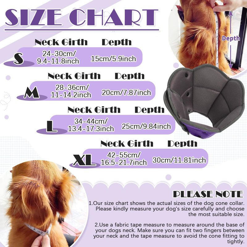 Neck Brace for Dogs, Cat Neck Brace, Protective Dog Collar, Breathable Dog Collar for Small, Medium and Large Dogs, Adjustable Dog Recovery Collar After Surgery - Purple XL XL (Neck: 42-55cm/16.5-21.7in) - PawsPlanet Australia