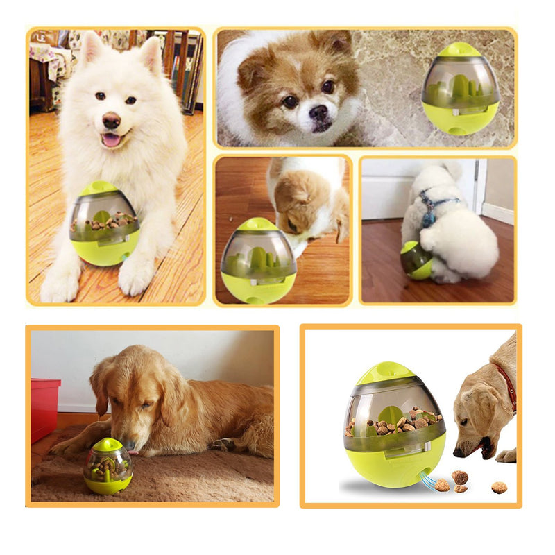 [Australia] - Cenme Dog or Cat Food Feeder,Food Dispensing Ball Toy,Puppy Slow Eating Bowl Funny Dog Foraging Toy,Interactive IQ Treat Ball for Dogs/Cats,Tumbler Design Green 